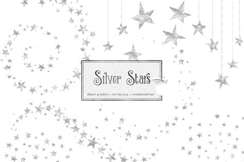 Silver Stars Clipart Glitter Clip Art Silver Foil Stars Etsy Canada