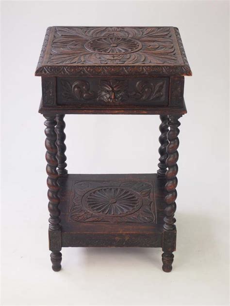 Small Victorian Gothic Revival Oak Side Table