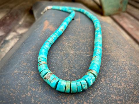 Vintage Turquoise Heishi Necklace Choker Santo Domingo Pueblo