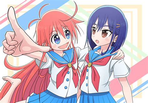 2girls Blueeyes Bluehair Browneyes Flipflappers Gouyokunahimaji