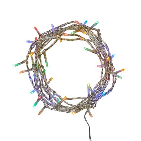 50 Multi Coloured Led Fairy Lights On Clear Cable Uk