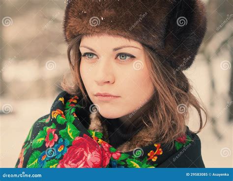 Beautiful Girl In A Fur Hat Stock Image Image Of Person Smiling