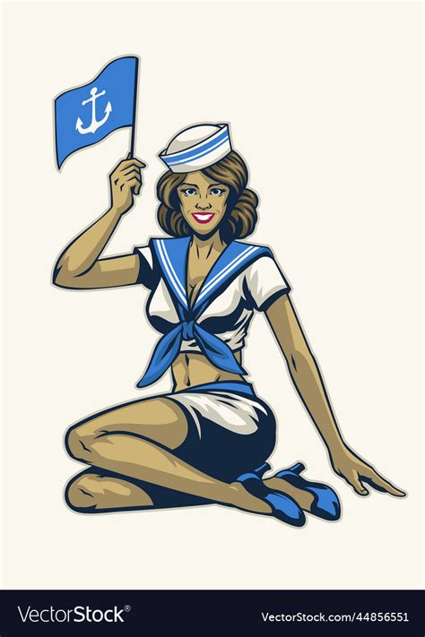 Sexy Vintage Sailor Pinup Girl Royalty Free Vector Image