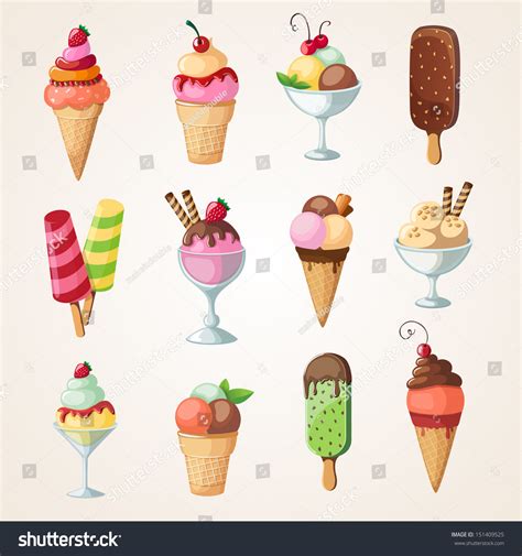 Ice Creams Collection Eps Vector Illustration Shutterstock