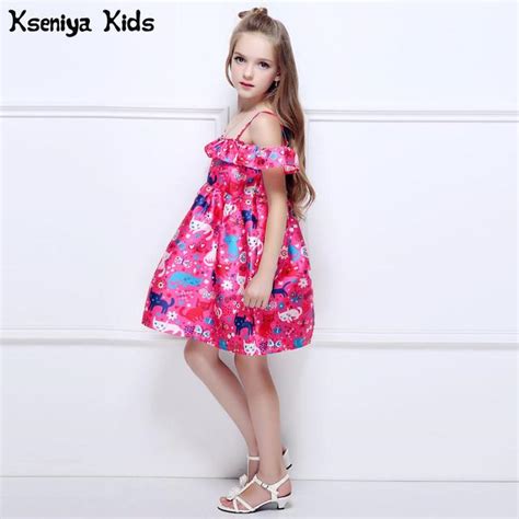 Kseniya Kids Summer Brand Children Girls Cute Cat Print Flower