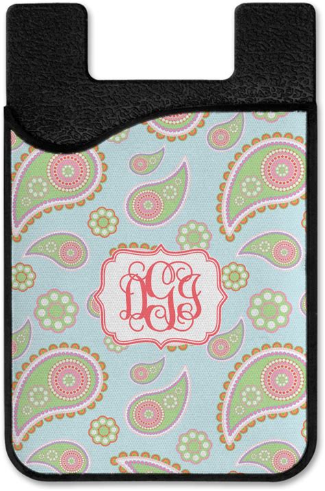 Blue Paisley 2 In 1 Cell Phone Credit Card Holder And Screen Cleaner