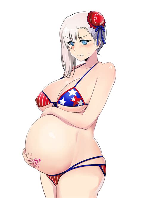 Rule 34 American Flag Bikini Belly Hold Big Breasts Bikini Blue Eyes