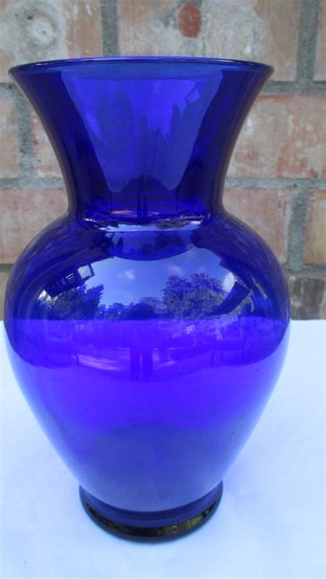 11 Vintage Deep Cobalt Blue Glass Urn Vase Large