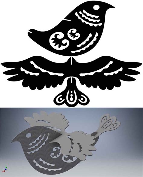 3d Puzzle Ornamental Bird And Scorpion Dxf Cut Ready Cnc