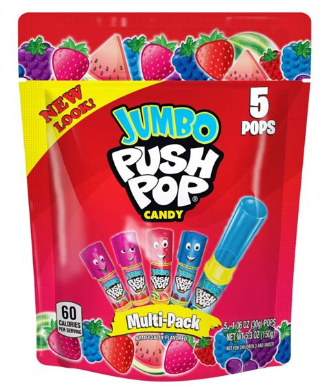 Push Pop Jumbo Lollipop Assorted Flavors 5 Count