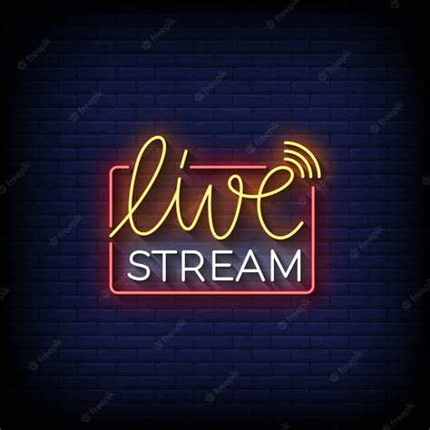 Premium Vector Neon Sign Live Stream With Brick Wall Background Vector