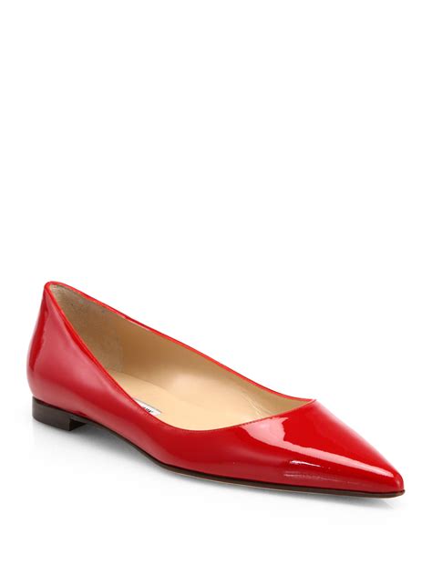 Manolo Blahnik Bb Patent Leather Ballet Flats In Red Lyst