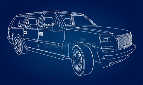 Suv Car Outline Drawing Of A Hand Stock Vector Illustration Of