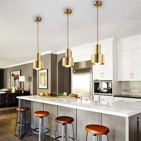 Copper Pendant Light Dining Room Kitchen Island Led Brass Hanging Lamp