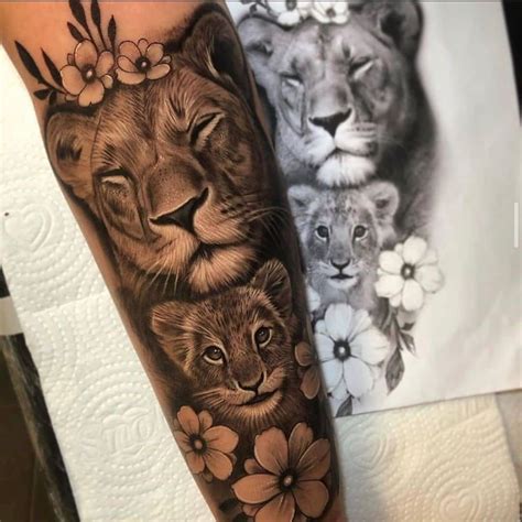 Lioness And Cub Tattoo Lion Cub Tattoo Female Lion Tattoo Cubs