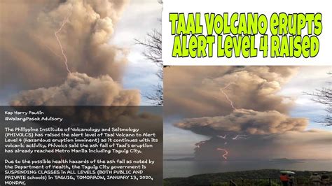 The volcanic alert level is set by the national geohazards observatory within vanuatu meteorology and geohazards department based on the level of volcanic activity. Taal volcano | alert Level 4 raised | ash fall - YouTube