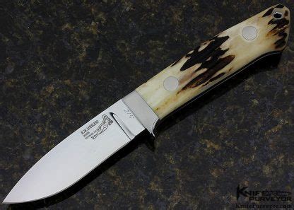 Bob Loveless Custom Knife Double Nude Logo Stag Drop Point Hunter