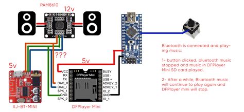 Connecting Two Sources To An Amp Pam8610 Dfplayer Mini Arduino