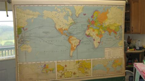 Huge Antiquevintage Pull Down Map Earl Mckee American History 1480