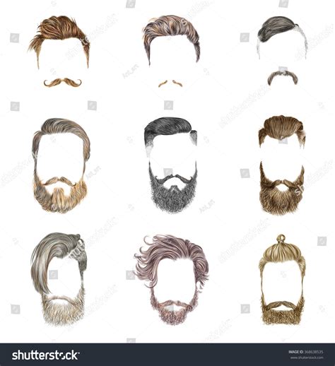 Mustache And Beard Set On White Background Hipster Style Of Mens
