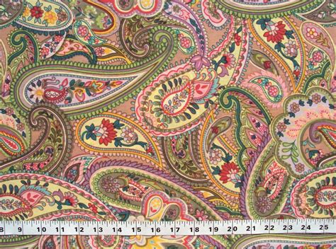 Cotton Fabric Print Multicolored Paisley Print On A Dull