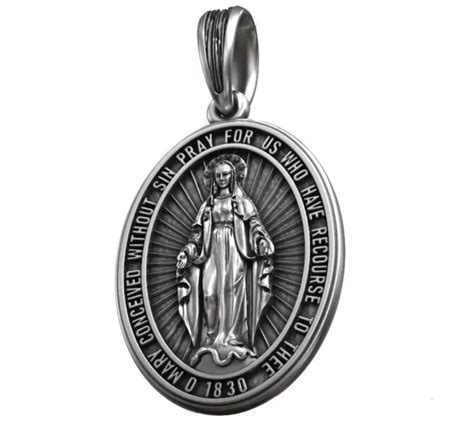 Catholic Miraculous Medal Virgin Mary 10g Mom Pendant 925 Solid