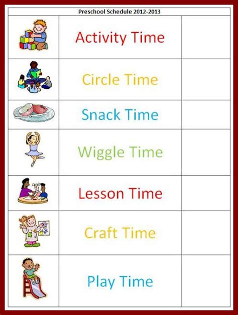 Printable Visual Daily Routine Preschool Toddler Schedule Clipart 20