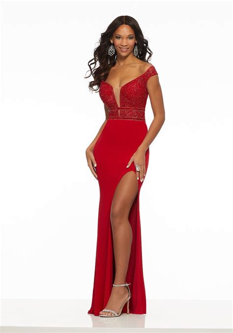 Jersey With Beaded Net Morilee Sexy Red Prom Dresses Prom Dresses