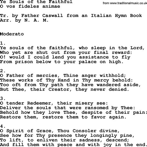 Catholic Hymns Song Ye Souls Of The Faithful Lyrics And Pdf