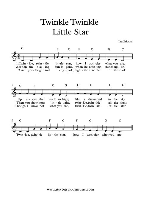 Twinkle Twinkle Little Star Sheet Music