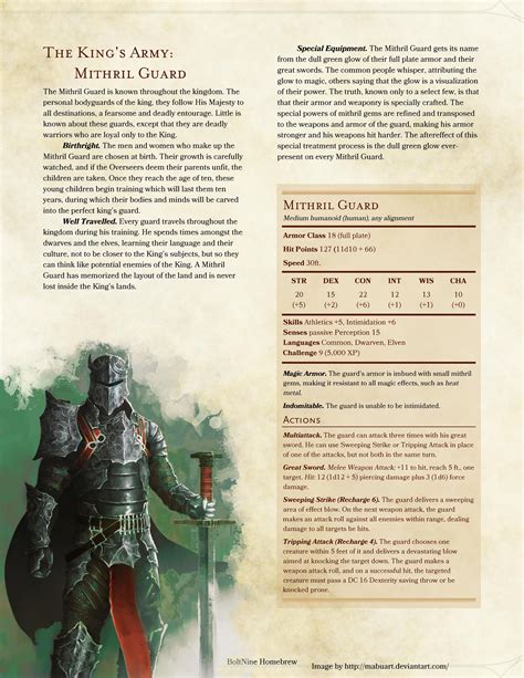 The Kings Army Mithril Guard Dnd 5e Homebrew Dandd Dnd