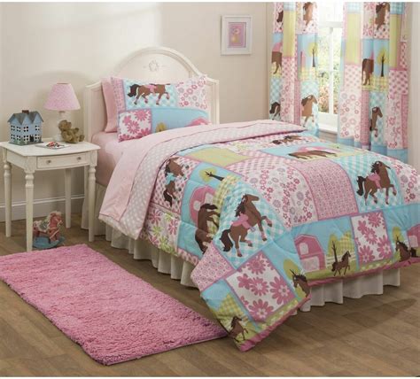 Full size comforter sets make it easy to create a fun kid's room. NEW Twin Size Mainstays Kid Country Meadows Horse Pony Bed ...