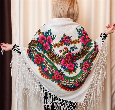 russian shawl ukrainian hustka platok babushka vintage etsy