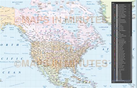 North America Detailed Political Map In Illustrator Ai Vector Format