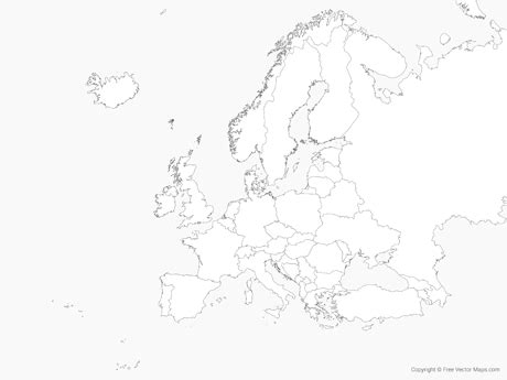 Printable Vector Map Of Europe With Countries Outline Free Vector Maps