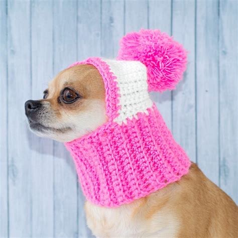 Pink Dog Hat Cozy Crochet Dog Hat Warm Winter Dog Hat Puppy Chunky Hat Small Knitted Dog Hat Dog