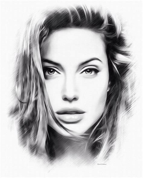 Angelina Jolie Digital Art By Scott Wallace Portrait Art Portrait