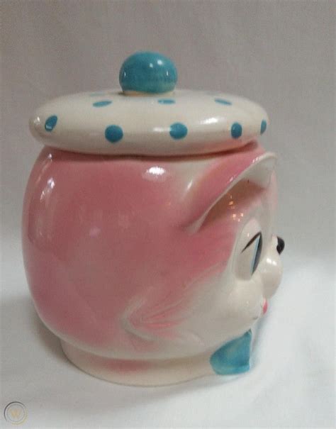 Vintage Cat Cookie Jar Grantcrest Japan Hand Painted Kitty 1950s