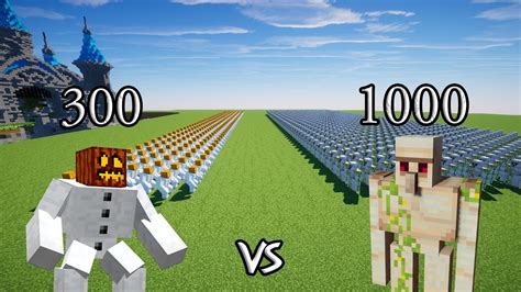 300 Mutant Snow Golems Vs 1000 Iron Golems Minecraft Youtube