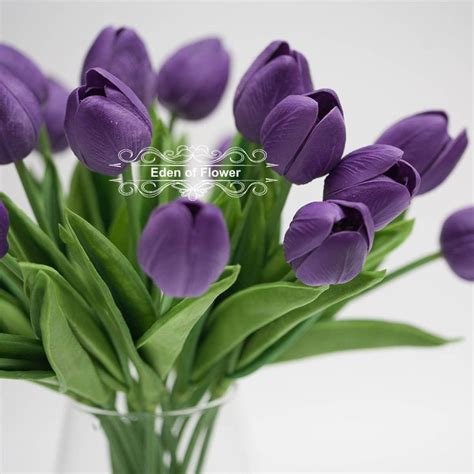 10 pcs real touch dark purple tulip bouquets for bridal etsy purple tulips tulip bouquet