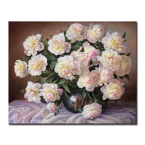 Diy Painting By Numbers Kits Drawing Beautiful Peony Coloring On Canvas