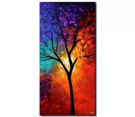 Painting For Sale Vertical Colorful Landscape Tree Large Art 5652