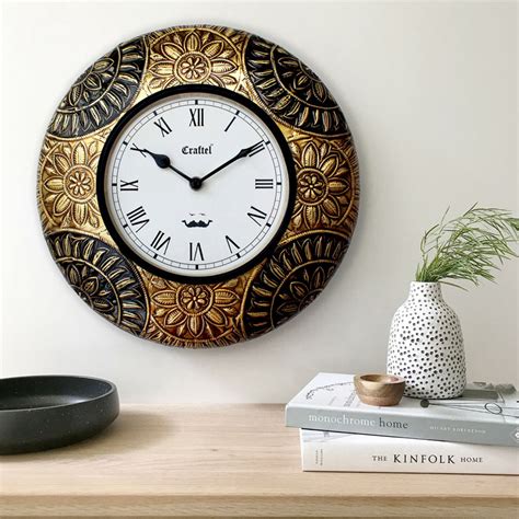 Buy Antique Brass Metal Decorative Wall Clock Online In India Wooden
