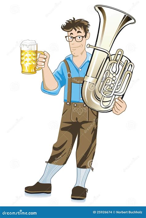 Bayerischer Musiker Mit Tuba Vektor Abbildung Illustration Von