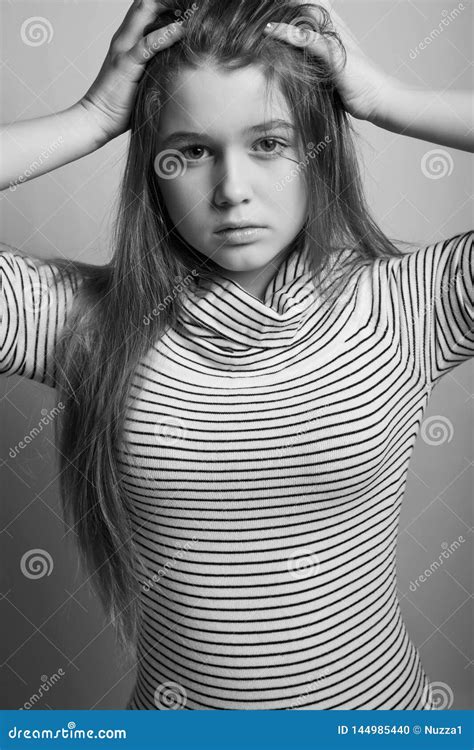 Beautiful And Stylish Girl Black White Portrait Stock Photo Image