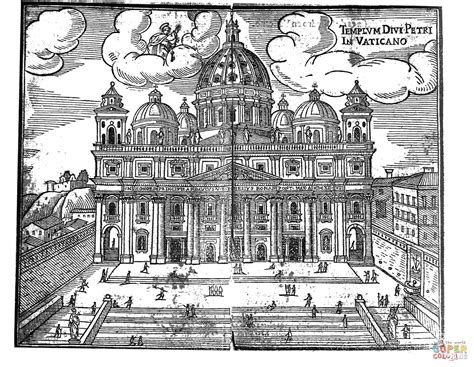 Desenho De Desenho Medieval Da Paisagem Urbana De Divi Petri Templum No