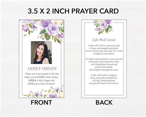 Lilac Bouquet Funeral Prayer Card Funeral Templates