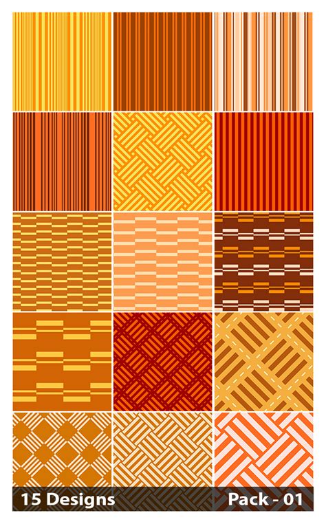 15 Orange Seamless Stripes Pattern Vector Pack 01