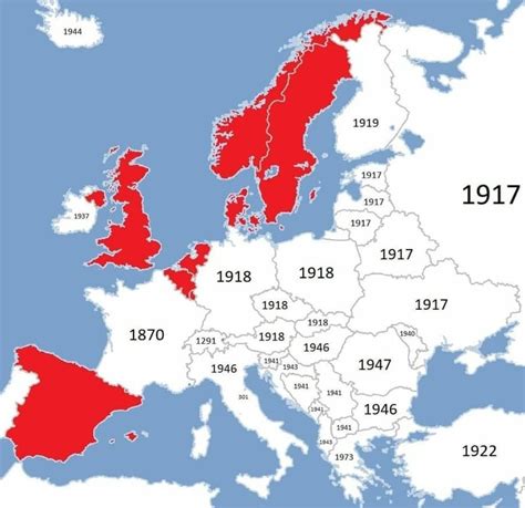 Map of when European monarchies fell : monarchism