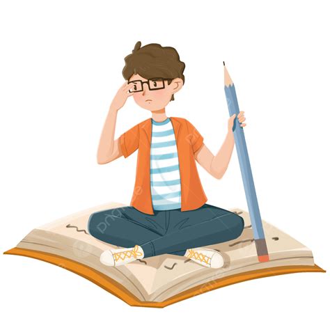 Boys Study Png Image Boy Studying On Huge Book Studying Drawing